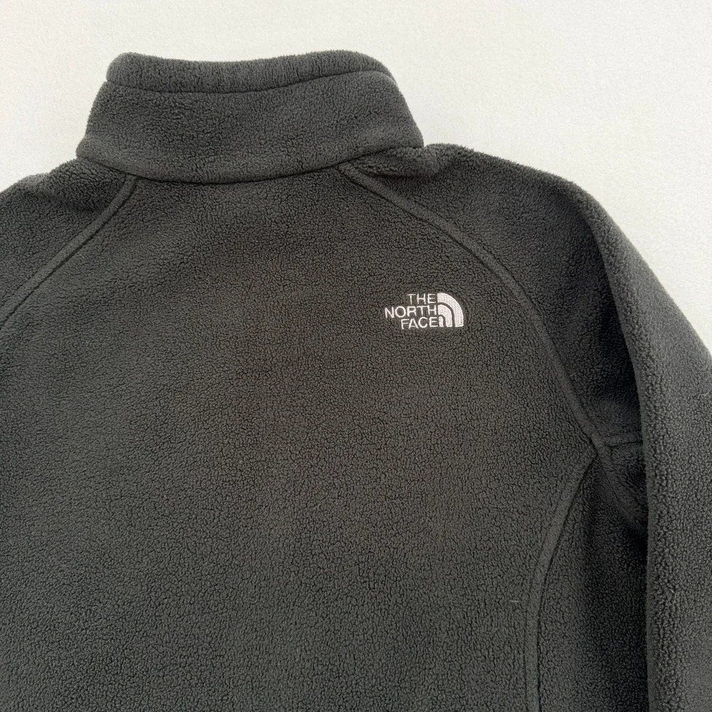 The North Face Boy Black Full Zip Fleece Jacket Size L 14/16 Mock Neck Mid Layer
